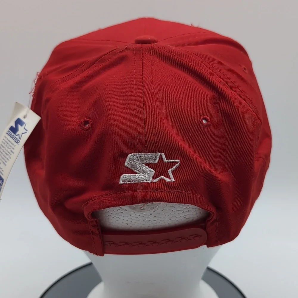 Starter|NWT Vintage NFL San Francisco 49ers Red Sports Cap Snap Back Green Brim - Picture 4 of 12